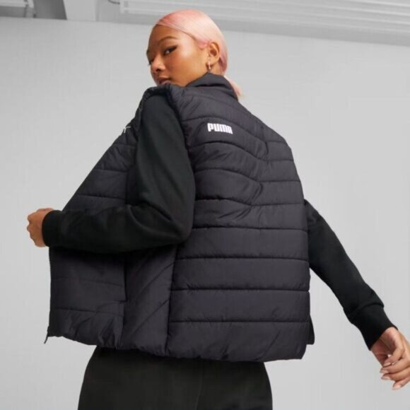 Puma Womens Black Padded Puffer Vest Jacket With Side Pockets & Full-Zip Closure - Picture 3 of 12